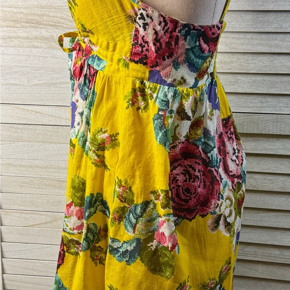 Luv By Chance Yellow Floral Midi Dress Medium NWT Cottagecore Garden Party - Picture 10 of 11